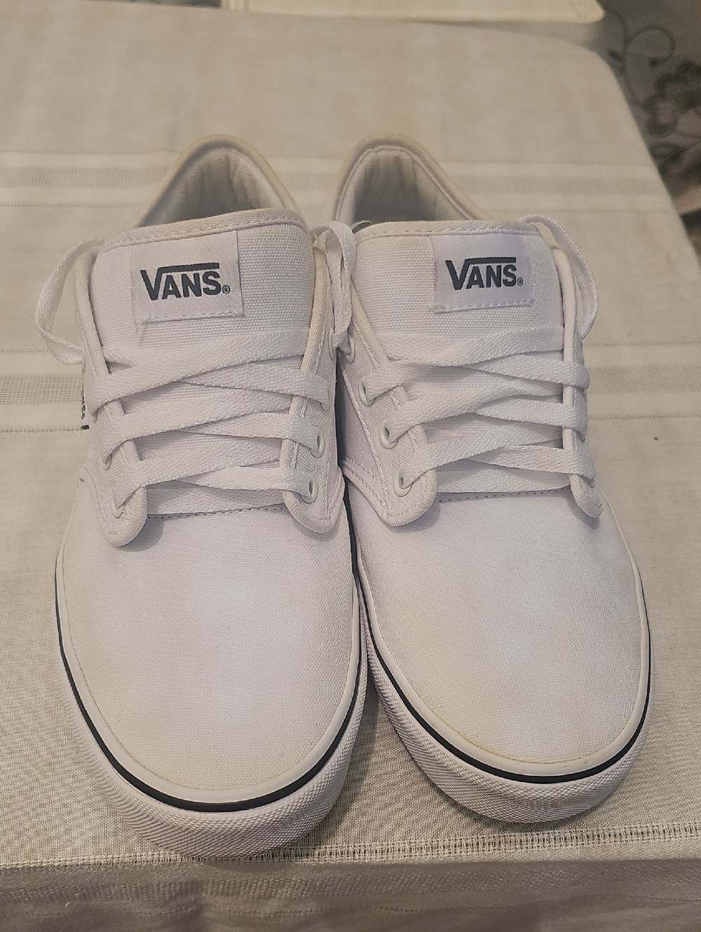 Vans Men's White Canvas Low-Top Sneakers with Black Outsole Trim